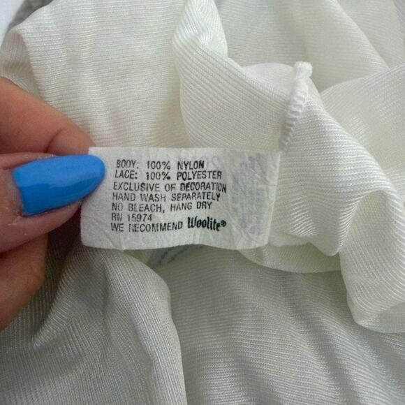 Vintage 80s White Lace Satin Romper Teddy Bridal Lingerie Sleepwear Small - Picture 8 of 9